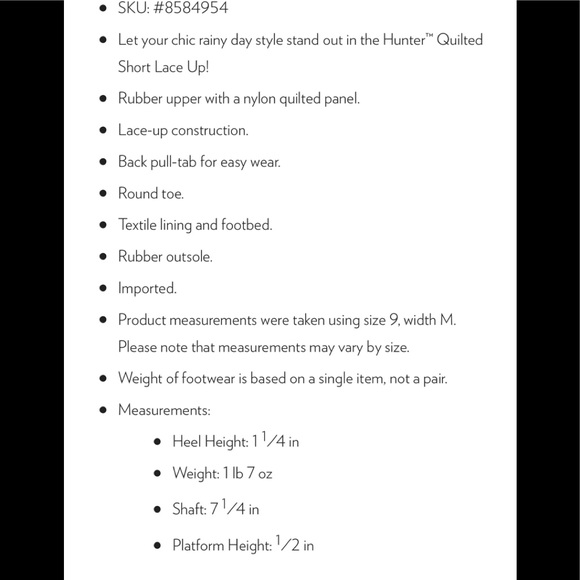 HUNTER women’s lace up short boot, size US 5 - Picture 7 of 7